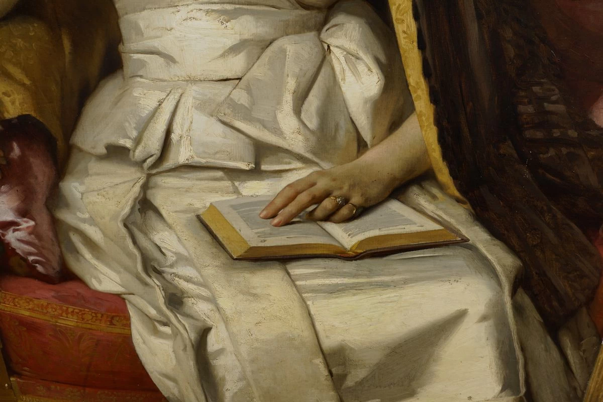 Signora con un libro - dettaglio